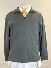 Polo Ralph Lauren Men's Dark Gray 100 Cotton Quarter Zip Sweater Medium Vintage