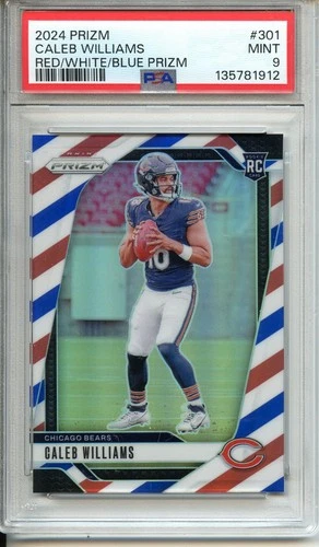 2024 NFL PRIZM CALEB WILLIAMS RED/WHITE/BLUE PRIZM #301 PSA 9 MINT ROOKIE