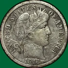 1916 Barber Dime Very Fine VF Coin #33913