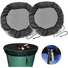 2x Abdeckung f&uuml;r Regentonne rund &Oslash; 60/80/95/100cm-Regentonnen-Netz mit Zugkordel