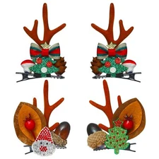 TailaiMei Reindeer Hair Clips, 2 Pairs Christmas Antlers Ears Hair Pins with ...