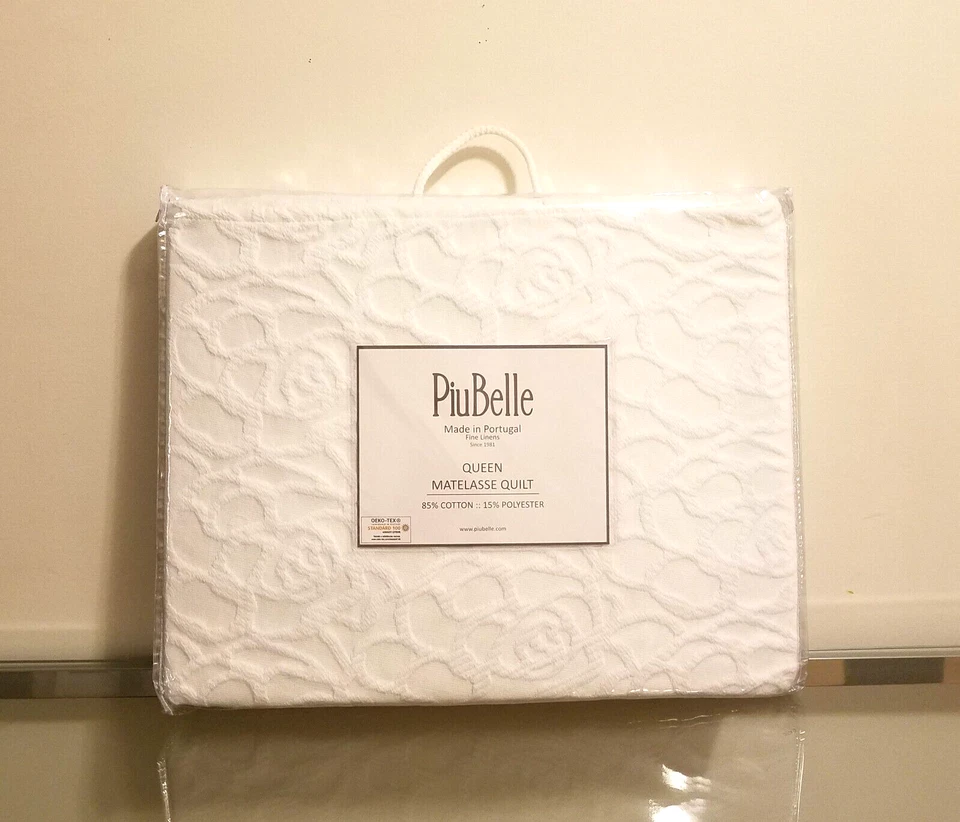 Edredón PiuBelle Queen Matelasse Blanco Geométrico Floral NUEVO Foto 2 de 3