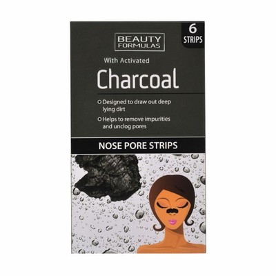 2X  Nose Pore Strips BEAUTY FORMULAS Activated Charcoal 6pcs