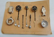 RARE ANTIQUE MINIATURE UTENSIL SET doll house acces GERMANY pots molds etc vtg