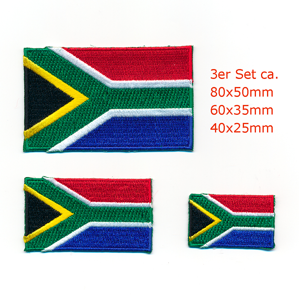 3 Südafrika Flaggen Flags Pretoria Kapstadt Patch Aufnäher Aufbügler Set 1017