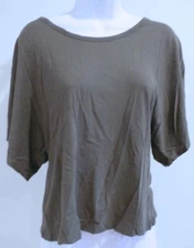 MODA INTERNATIONAL Women's Olive Green Scoop Back Short Sleeve T-Shirt Sz S