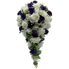 Artificial Wedding Flowers Silk & Foam Rose Brides Shower Teardrop Bouquet