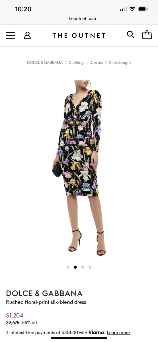 Dolce & Gabbana Ruched Floral Print Silk Blend Dress, V-neck