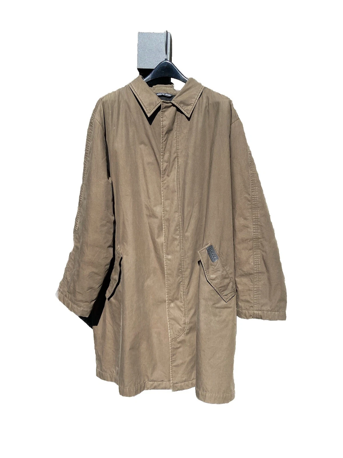 Giacca soprabito vintage anni 80 Versace Sport lusso uomo XL lana foderato trench coat