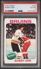 1975 Topps Hockey - Bobby Orr - Card #100 - PSA 6 - Boston Bruins - HOF
