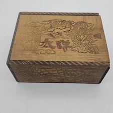 Antique MAH JONG Game 144 Wood Tiles original Dragon / Scales Box 1920s Complete