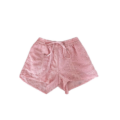 coquette pink lace shorts