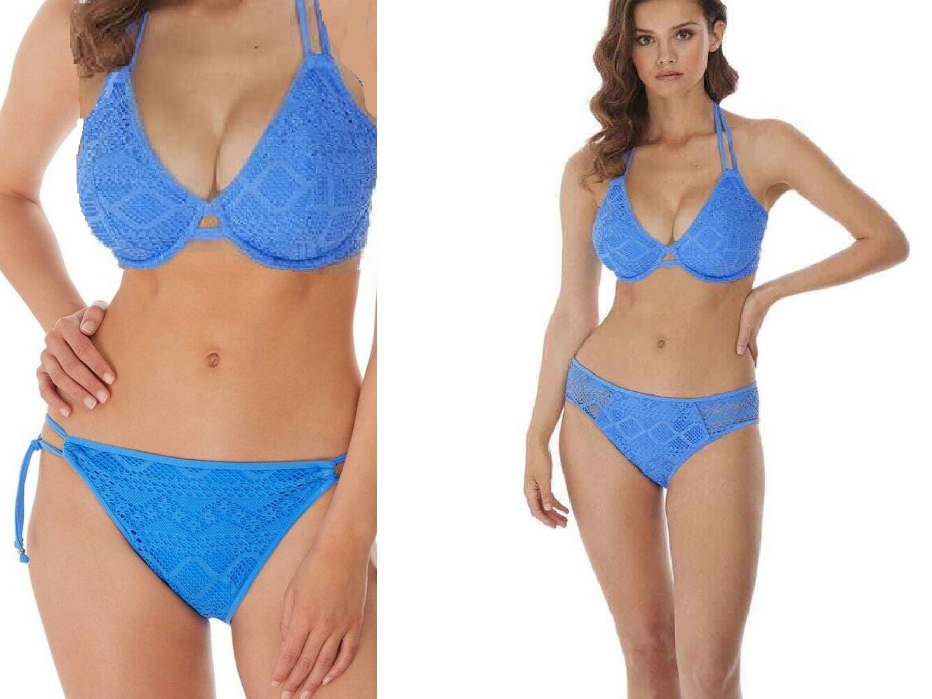 CONJUNTO DE PANTALONES BIKINI DE CUELLO ALTO REDUCIDO FREYA~SUNDANCE U/W SIN ACOLCHADO AZUL LUNA*