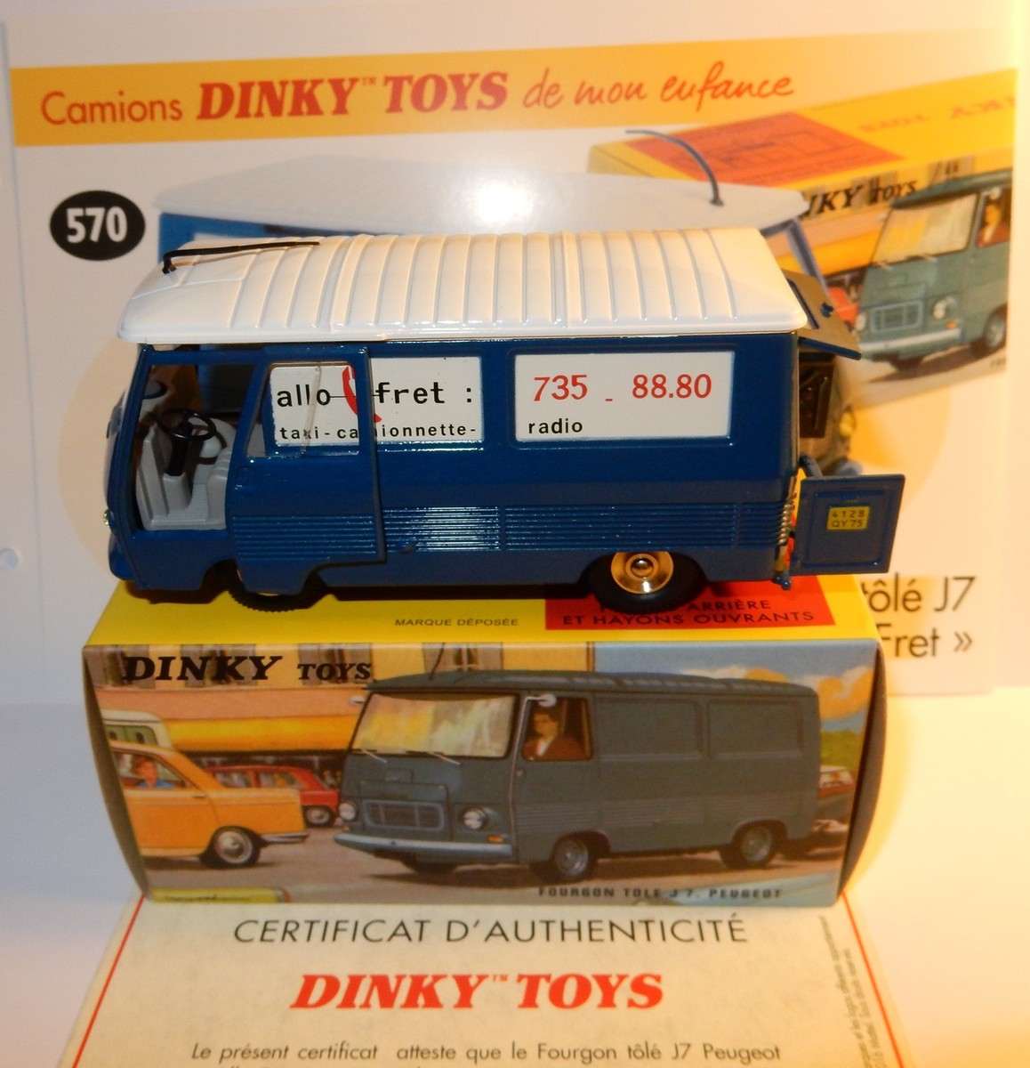 DINKY TOYS ATLAS CAMION FOURGON PEUGEOT J7 ALLO FRET REF 570 IN