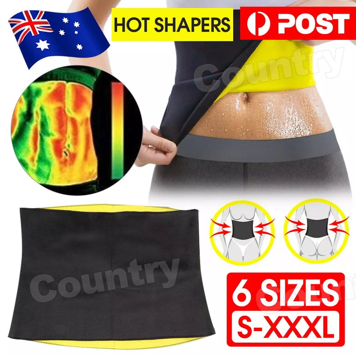 Hot Fit Body Shaper Slimming Belt Waist Trainer Tummy Trimmer Sweat Fat  Burn OZ