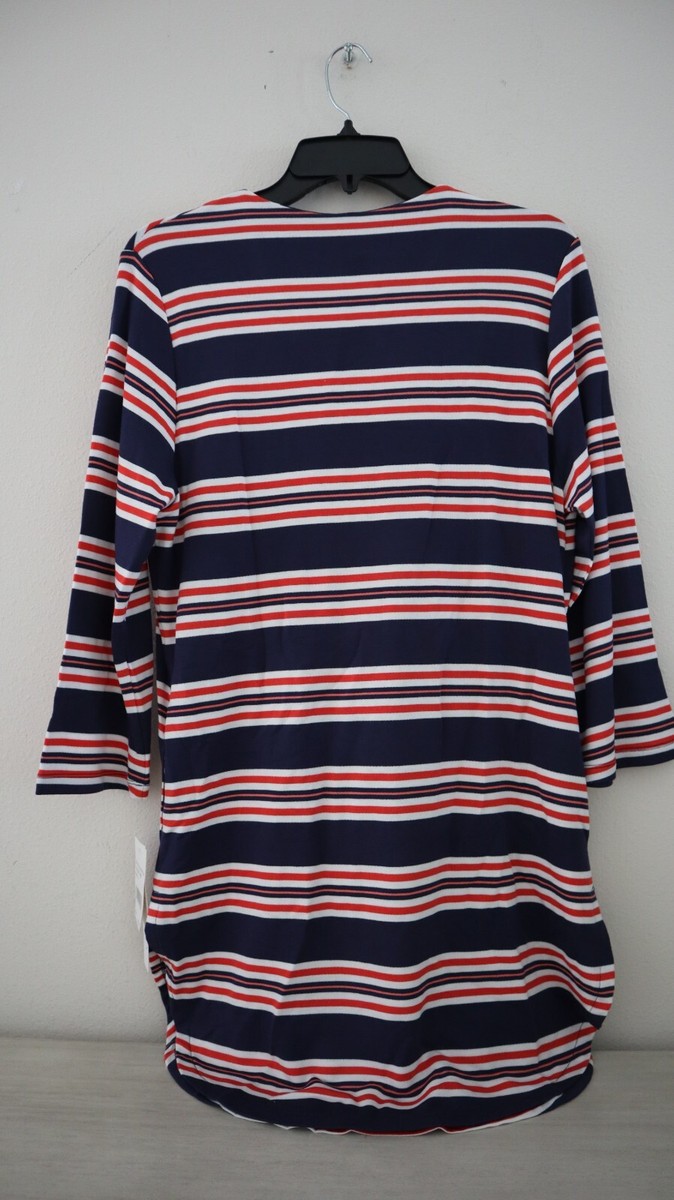 La Blanca LB3ZC55 Women Sz S Blue Sailor Stripe Lace-Up Swim