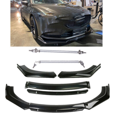 Gloss Black Front Bumper Lip Body Kit Spoiler Kit Strut For Audi RS3 S3 A3 A4