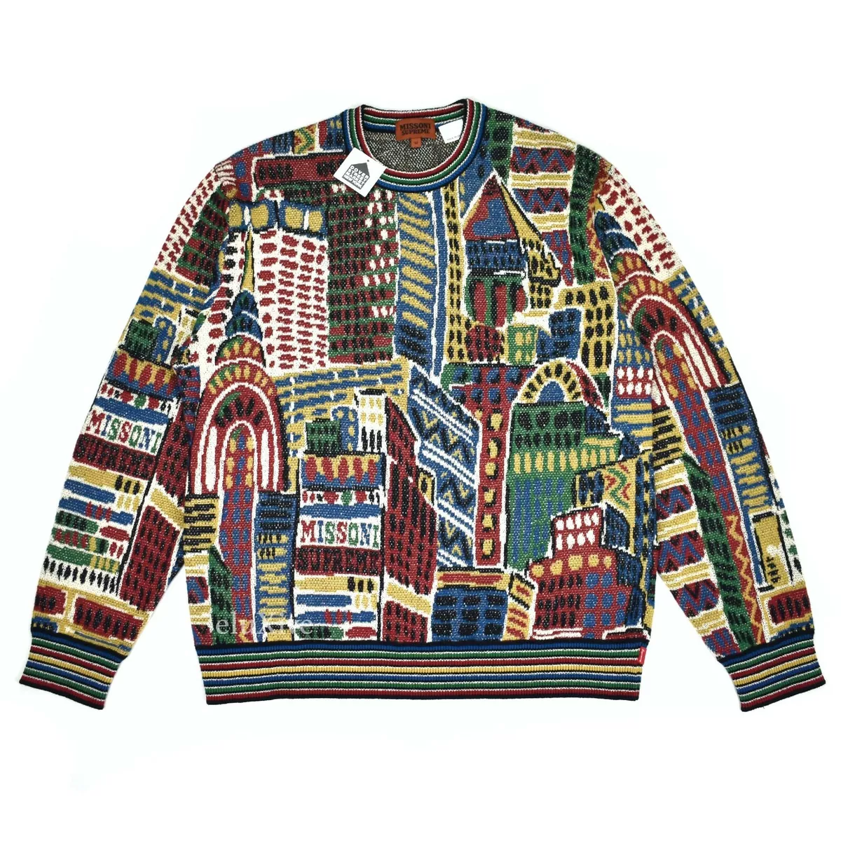 NWT Supreme Missoni Multicolor Skyline Jacquard Logo Knit Sweater DS M  AUTHENTIC