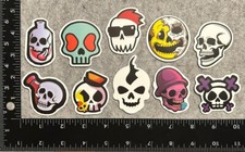Lot of 10 Assorted Creepy Cute Skull Skeleton Halloween Stickers