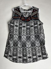 Takara Girls L Sleeveless Dress Embroidered Black/white