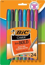 BIC Cristal Xtra Bold Ballpoint Pens, Bold Point (1.6mm)  24-Count Pack,