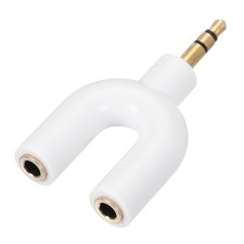 Headphone Splitter Adapter, TRS 3.5mm Male to Dual TRS 3.5mm Female, White