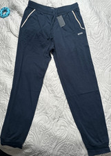 BOSS Men's Navy Pyjama Pants M 100% Cotton Jersey Drawstring Elastic Waist
