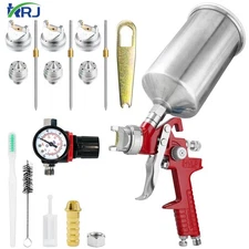 Hvlp Gravity Feed Spray Gun W/1.4/1.7/2.0mm 1000cc Aluminum Cup Car Auto Paint