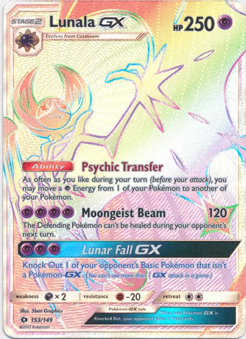 Lunala GX - 153/149 - Secret Rare - NM - Sun and Moon Base Set