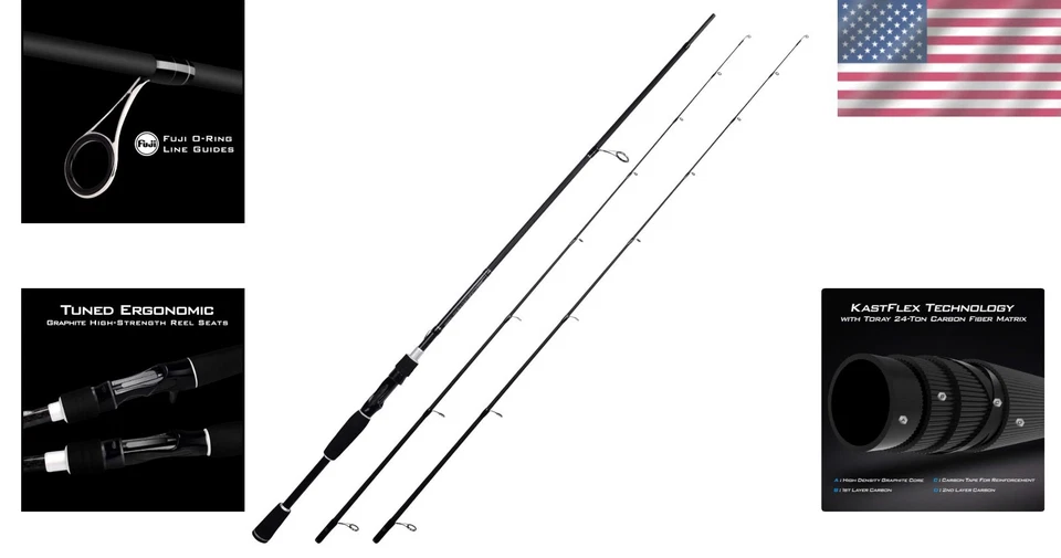 Lightweight 7'0" Carbon Fiber Spin Rod - 2 Pcs + Extra Tip - Image 2 of 4