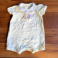 Vintage/Y2K Little Impressions Healthtex Romper Yellow Embroidered Bear Snap 18m