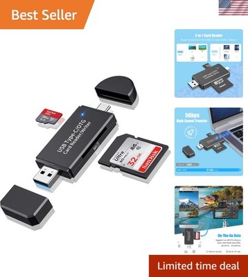 5Gbps USB 3.0 & USB-C Card Reader - Compact Dual-Slot Adapter for Fast Transfers