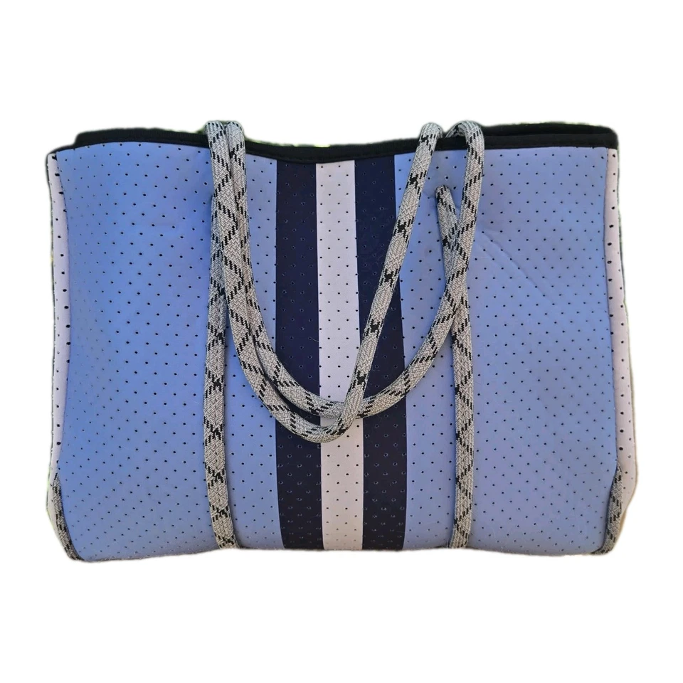 Laken Paige x Capri Designs Tote Beach Bag Neoprene Stripe w/ Clutch Makeup Case - Image 2 of 4