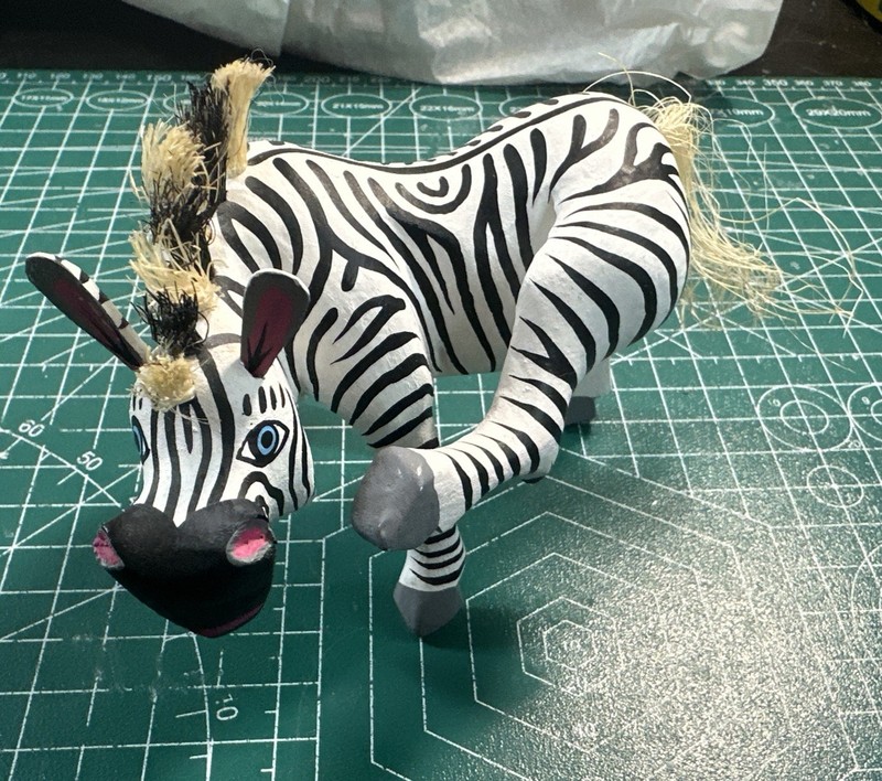 Zebra, Alebrije Original Oaxacan Wood Carving, Signed By Artist Josue Ortocha