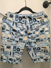 Hurley Boys' Printed Pull On Swim Trunks Blue/stickers XL NEW 028