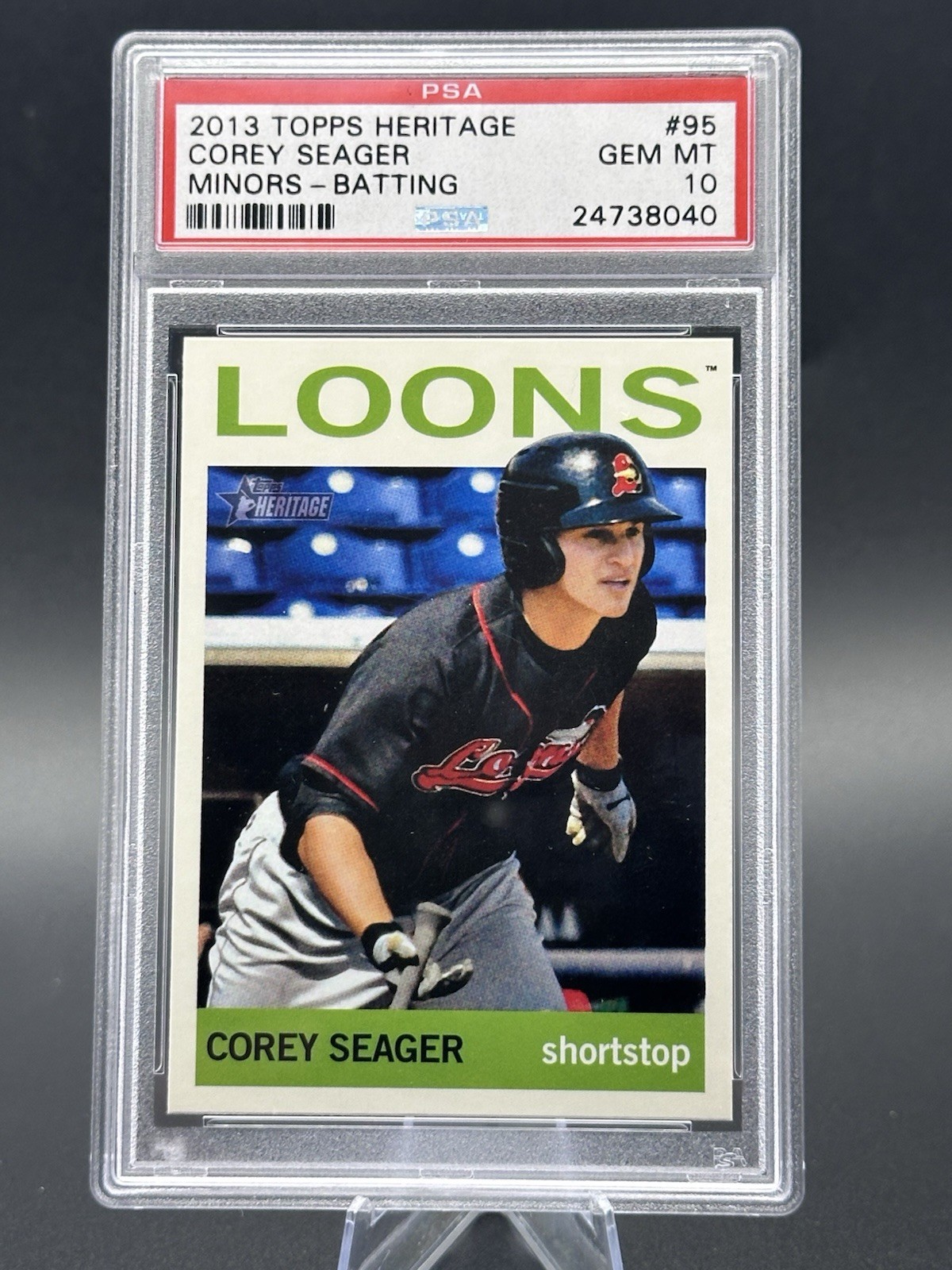 2013 TOPPS HERITAGE MINORS #95 COREY SEAGER RC BATTING PSA 10