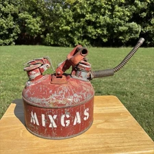 Vintage Justrite? Safety Can Metal Fuel Mix Gas Type 10721 Steampunk Red