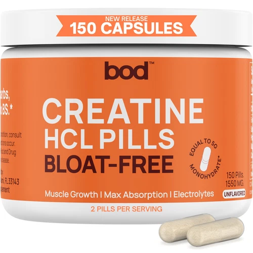BOD Creatine Capsules HCL Pills for Muscle Support, Endurance, No Bloat, No L... - Picture 1 of 9