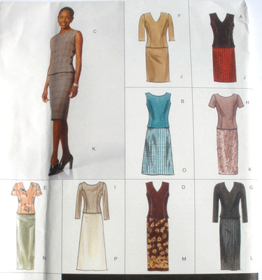 Vogue 2218 Easy Options Sewing pattern Misses Tops & Skirts Size  6-10 or 12-16