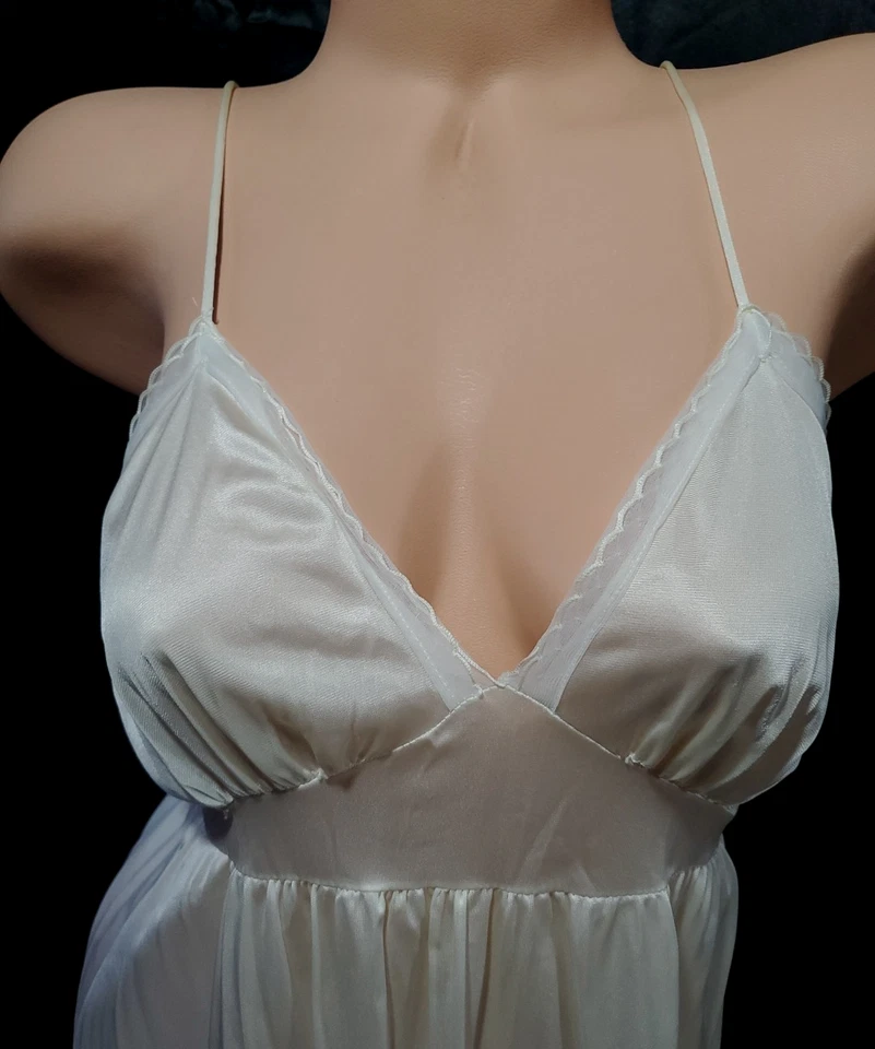 De Colección Miss Elaine Camisón Largo Vestido SEDOSO MARFIL SATINADO Suelo Barrido Lencería MED Foto 2 de 4