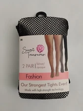 Secret Treasures Fashion Black Fishnet Tights & Black Tights 2-Pair Size M