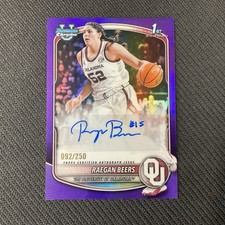 RAEGAN BEERS 1st Chrome Purple Refractor Auto #/250 SP 2025 Bowman Basketball BK