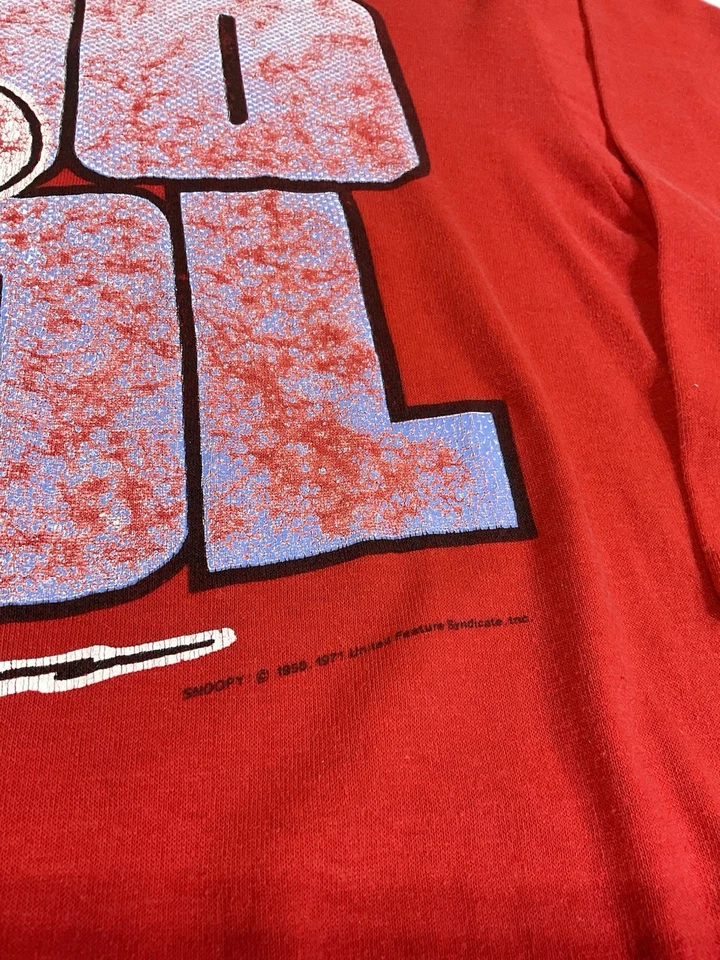 Vintage Snoopy Too Cool Sleep T Shirt Sz L Single Stitch Faded Distressed 70s - Image 3 of 4