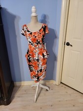 Olivia Matthews Medium Dress Womens Multicolored Short Sleeve Floral