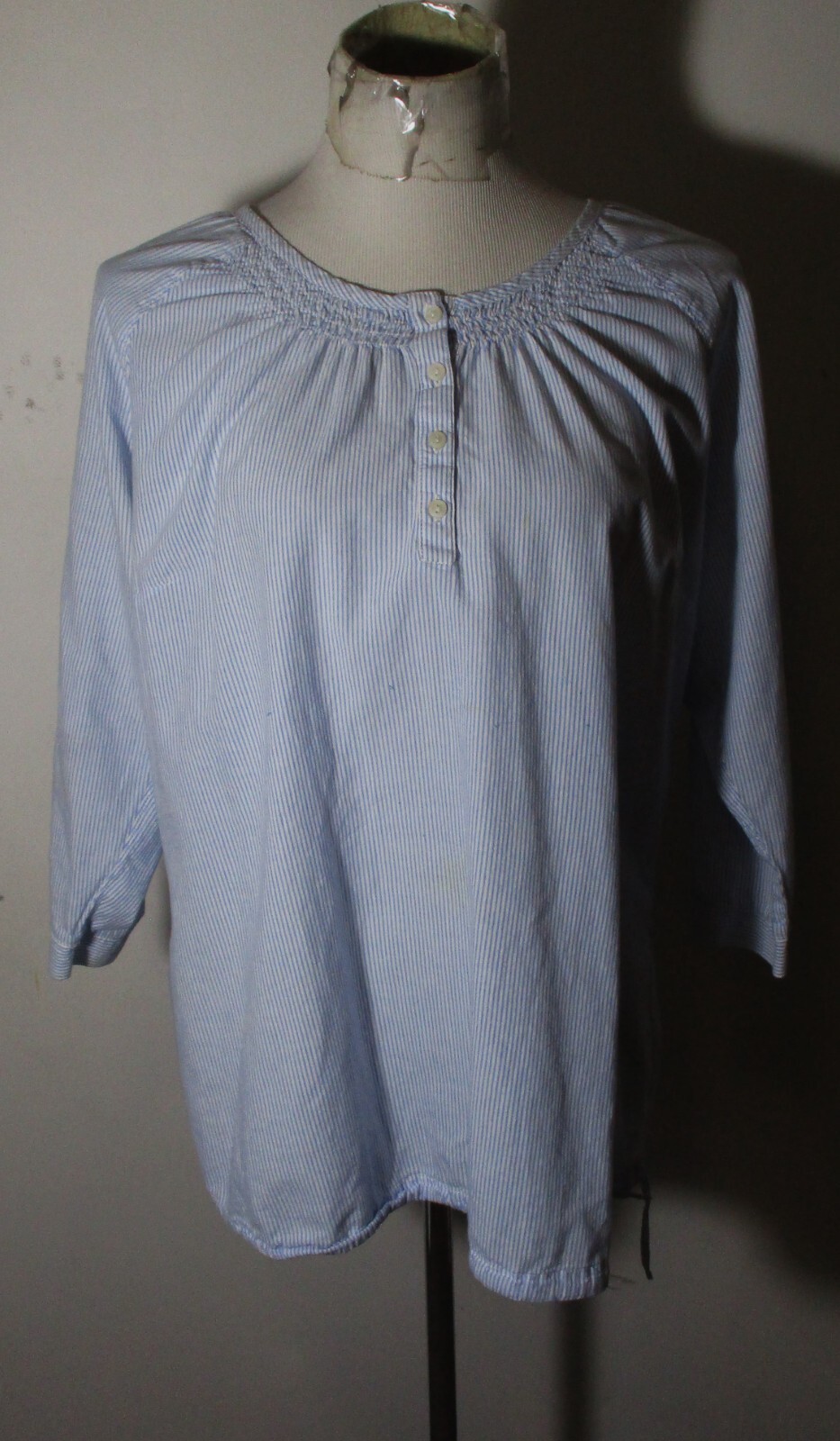 L.L. BEAN Blue 3/4 Sleeve Drawstring Waist Top Size XL Reg.