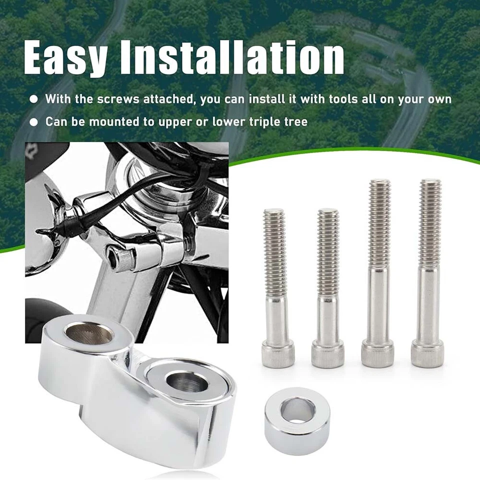 Chrome Front Fork Turn Signal Relocation Mount Fits For Harley 39mm 49mm Tubes - Image 4 of 4