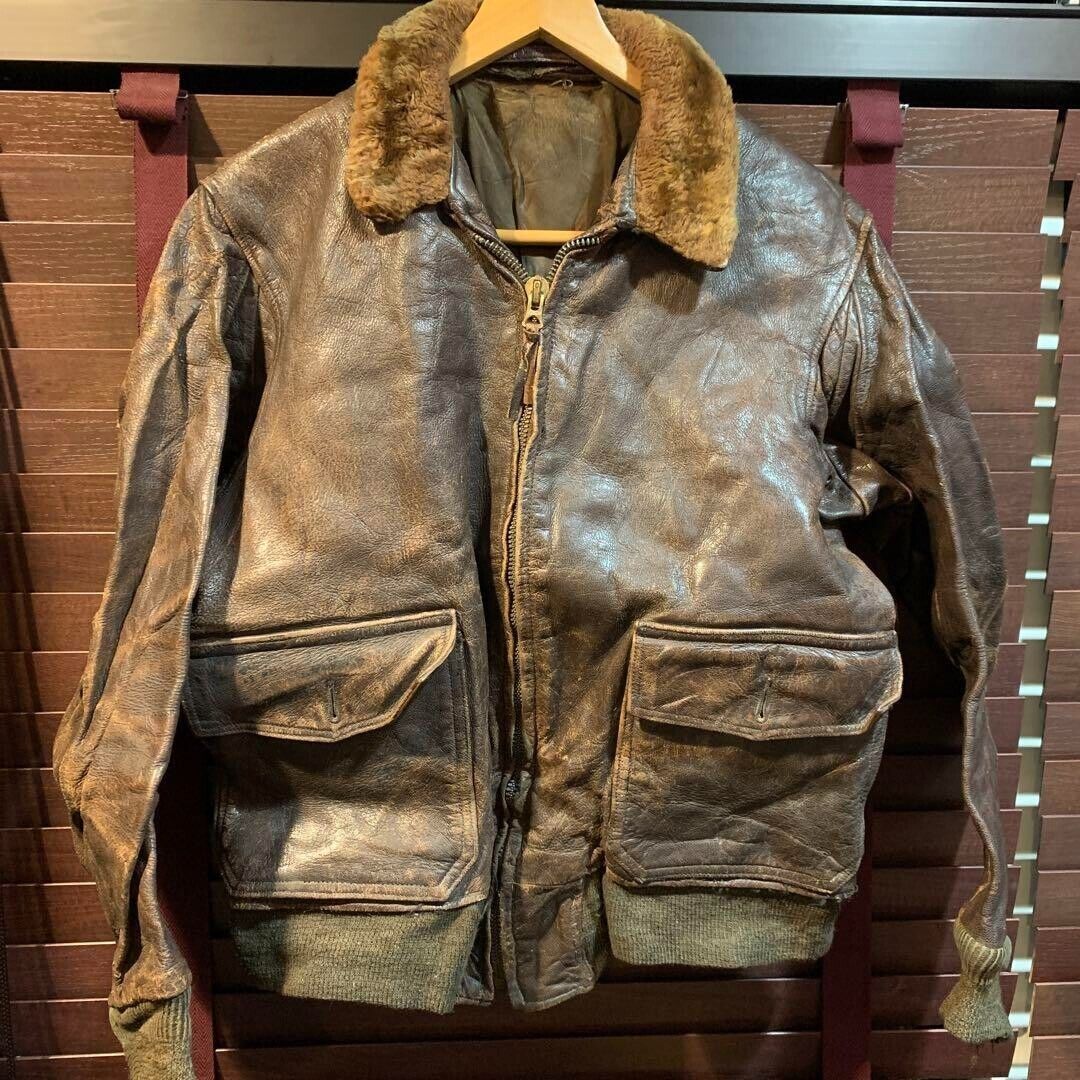 1940s-1950s US NAVY G-1 Leather Flight Jacket Vintage 1940s-1950s US NAVY G-1 Leather Flight Jacket Vintage