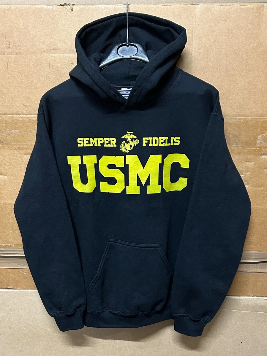 GENUINE USMC SWEATSHIRT HOODIE HEAVY COTTON BLACK SUPER EX COND SMALL