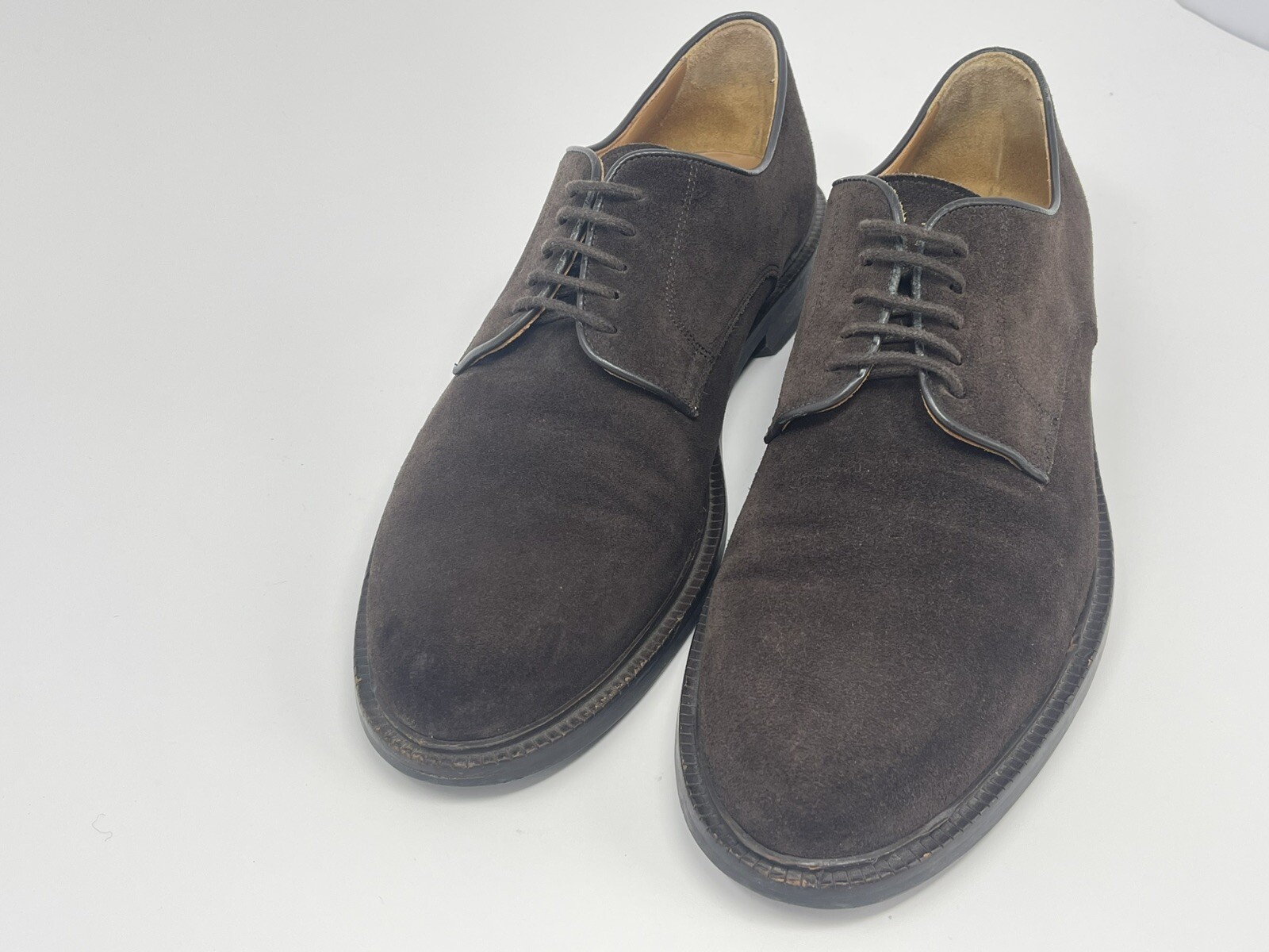 SAOLA Scarpe uomo Suitsupply Derby marrone cioccolato fondente pelle scamosciata vitello taglia 42 EU 9 US