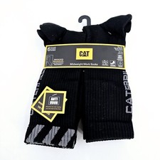 CATERPILLAR Midweight Boot Work Socks Mens 6 pairs Black Logo CAT Anti-Odor NEW